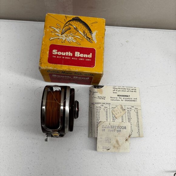 Rare Condition Vtg South Bend 1140 Oren-O-Matic Fly Reel In Box W/ Manual - NICE - Picture 1 of 12